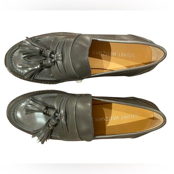 NWOT Stuart Weitzman Grey Leather Loafers - Picture 8 of 13